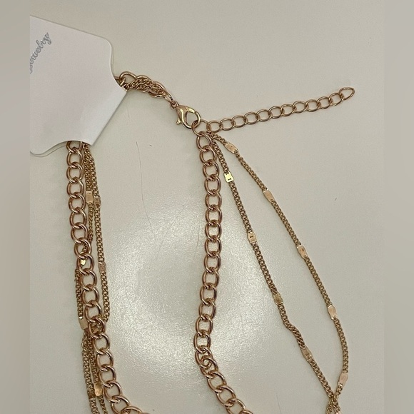 3-Layered Gold-Tone Chain Link Necklace with Mini Round Coin Charm Pendant - Picture 6 of 11